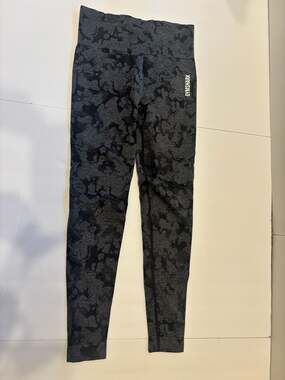 Gymshark Adapt Camo Seamless Leggings Black Grey Camouflage Women's -S